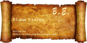 Blahm Etelka névjegykártya